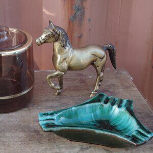 Beautiful Pottery Blue Vintage Ashtray